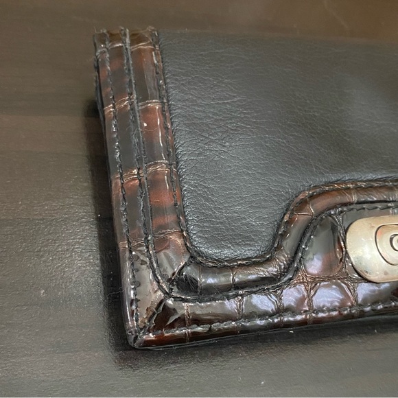 BRIGHTON Eve Delight Black Leather Croc Leather Trims Large Wallet - Picture 6 of 13